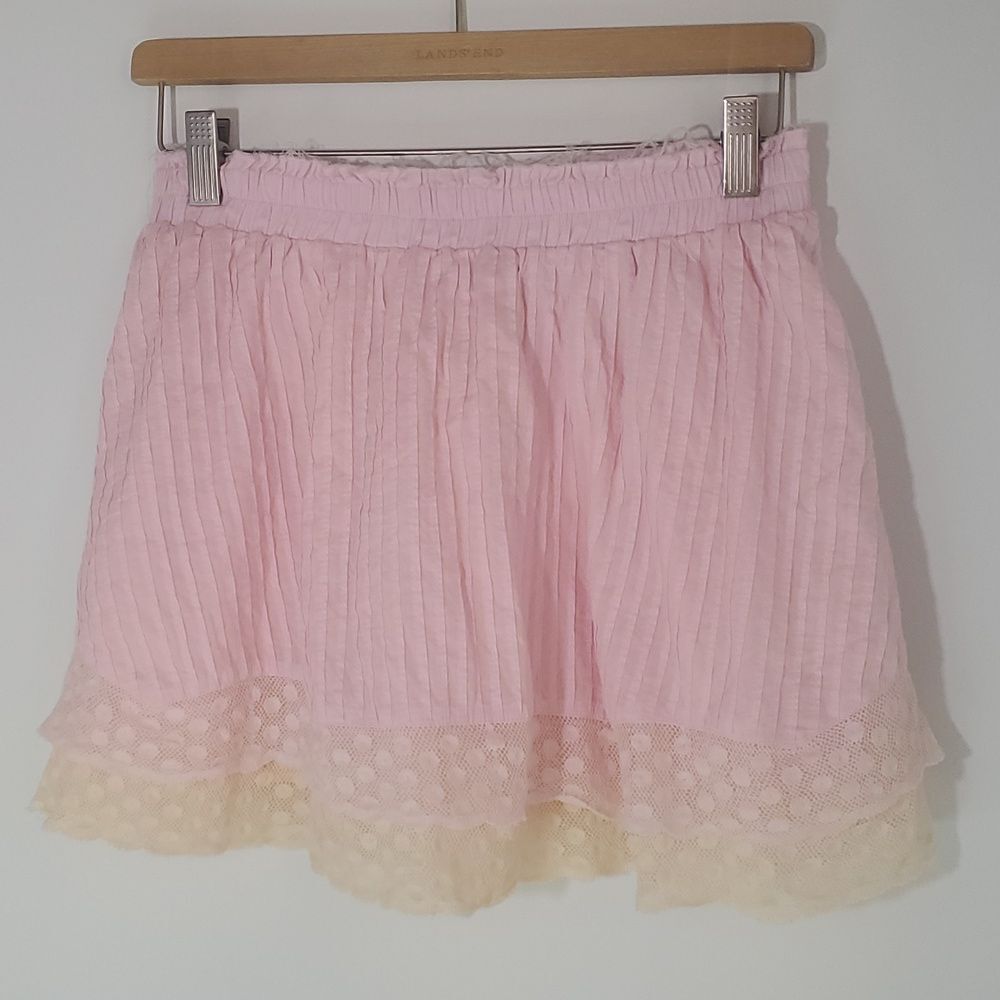 LoveShackFancy Toya Skirt in Ambrosia Garden Pink Cotton Size M